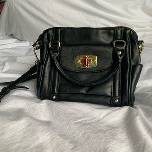 Black Faux Leather Crossbody Bag